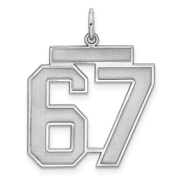 Sterling Silver Athletic Collection Medium Polished Number 67 Pendant